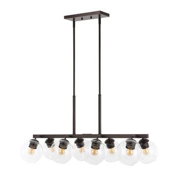 Julian 33.5" Farmhouse Bohemian Iron/Glass Linear LED Pendant - JONATHAN Y